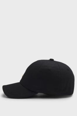 Cap aus Baumwoll-Twill mit Metall-Logo, Schwarz