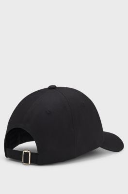 Cotton-twill cap with metal logo, Black