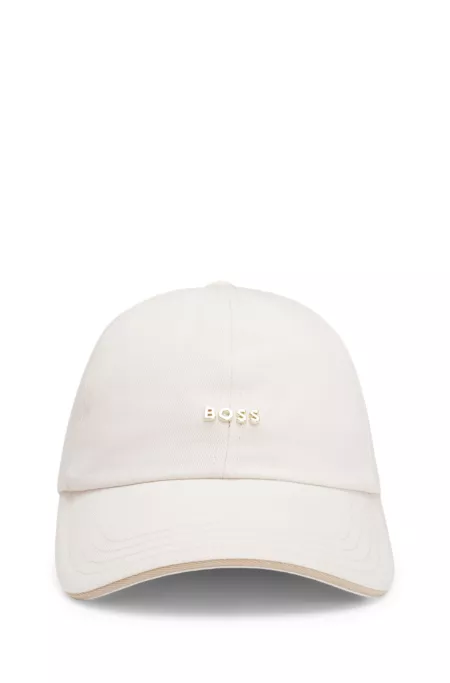 Cotton-twill cap with metal logo trim