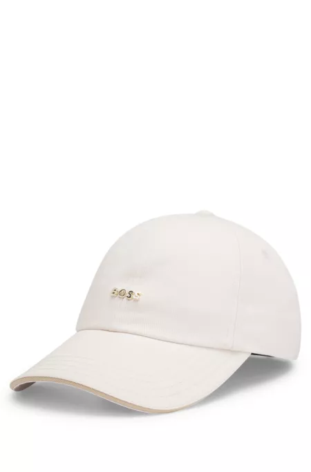 Cotton-twill cap with metal logo trim
