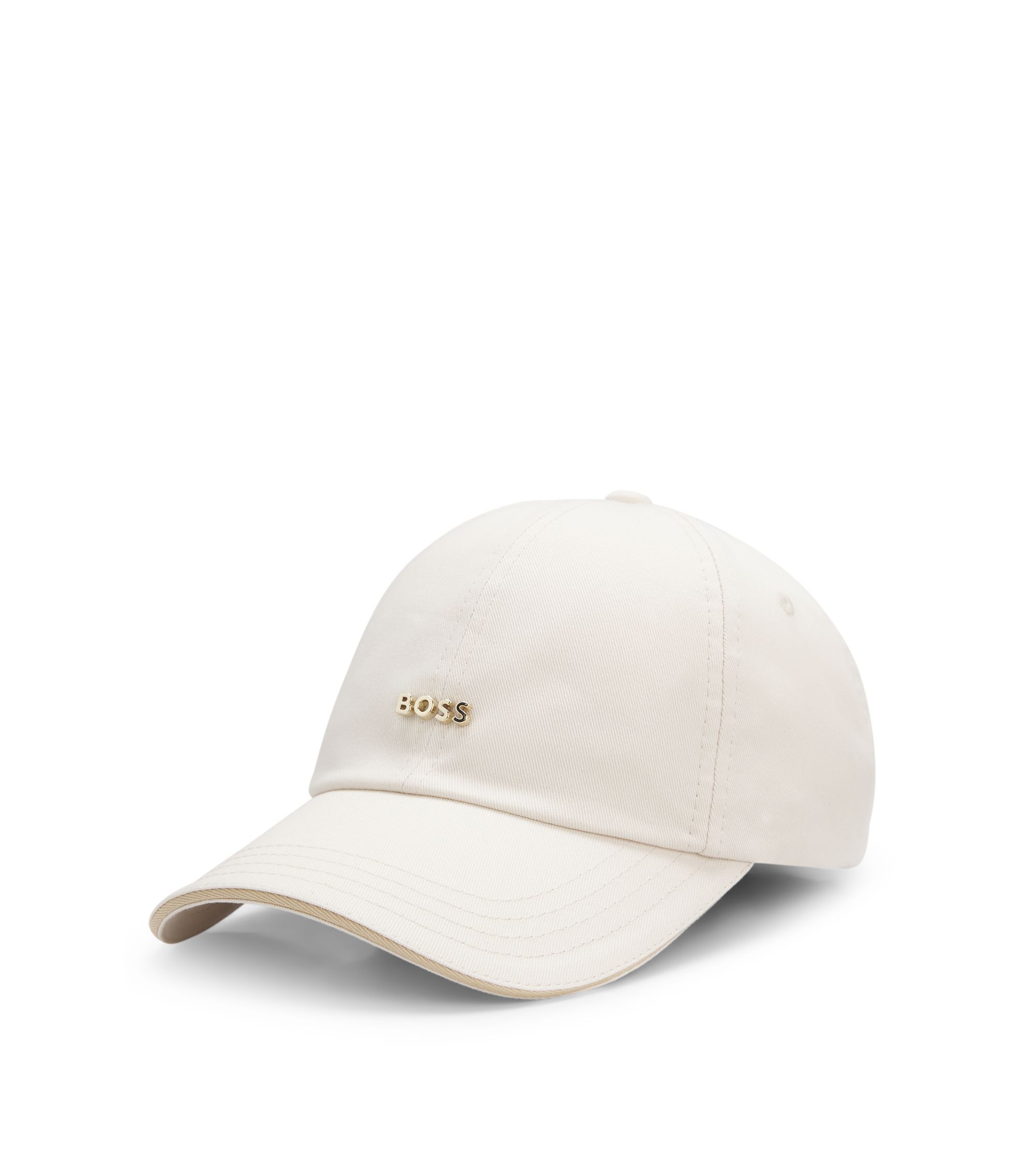 BOSS - Cotton-twill cap with metal logo - White