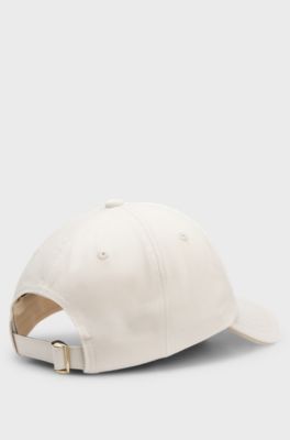 Cotton-twill cap with metal logo, Natural