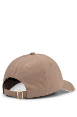 Cotton-twill cap with metal logo, Beige