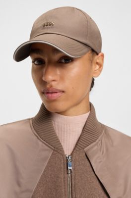 Cotton-twill cap with metal logo, Beige