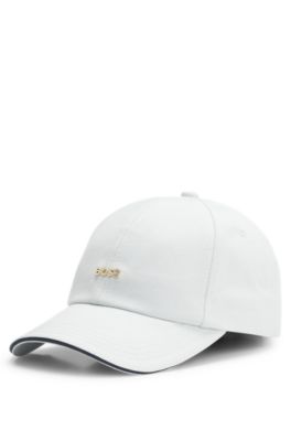 Cotton-twill cap with metal logo, Light Blue