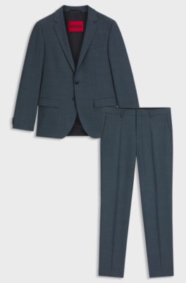 Two-piece extra-slim-fit suit in performance-stretch cloth, Blue