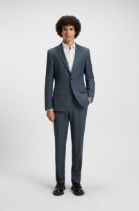 Two-piece extra-slim-fit suit in performance-stretch cloth, Blue