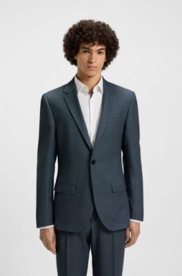 Two-piece extra-slim-fit suit in performance-stretch cloth, Blue