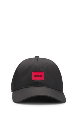 Six-panel cap with silicone logo patch, Black