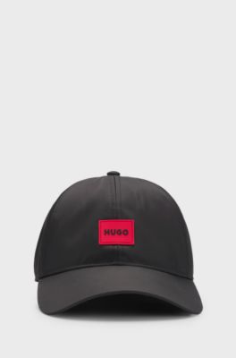 Six-panel cap with silicone logo patch, Black