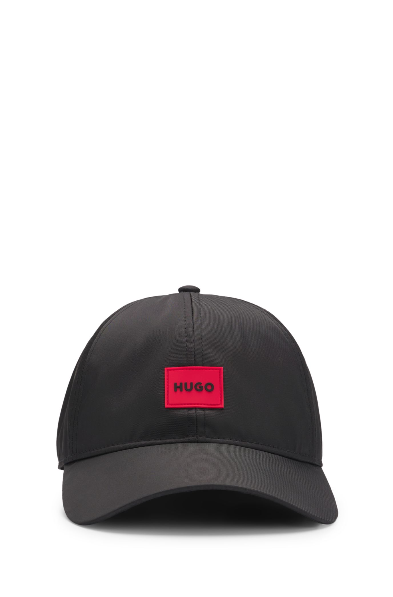 HUGO - Six-panel cap with silicone logo patch - Black