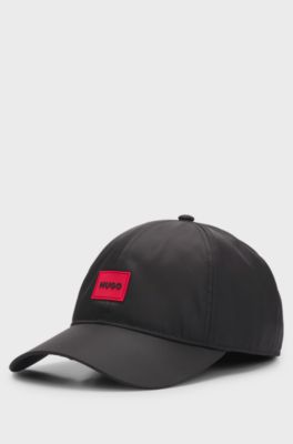 Six-panel cap with silicone logo patch, Black