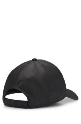 Six-panel cap with silicone logo patch, Black