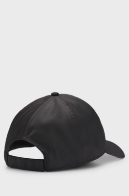 Six-panel cap with silicone logo patch, Black