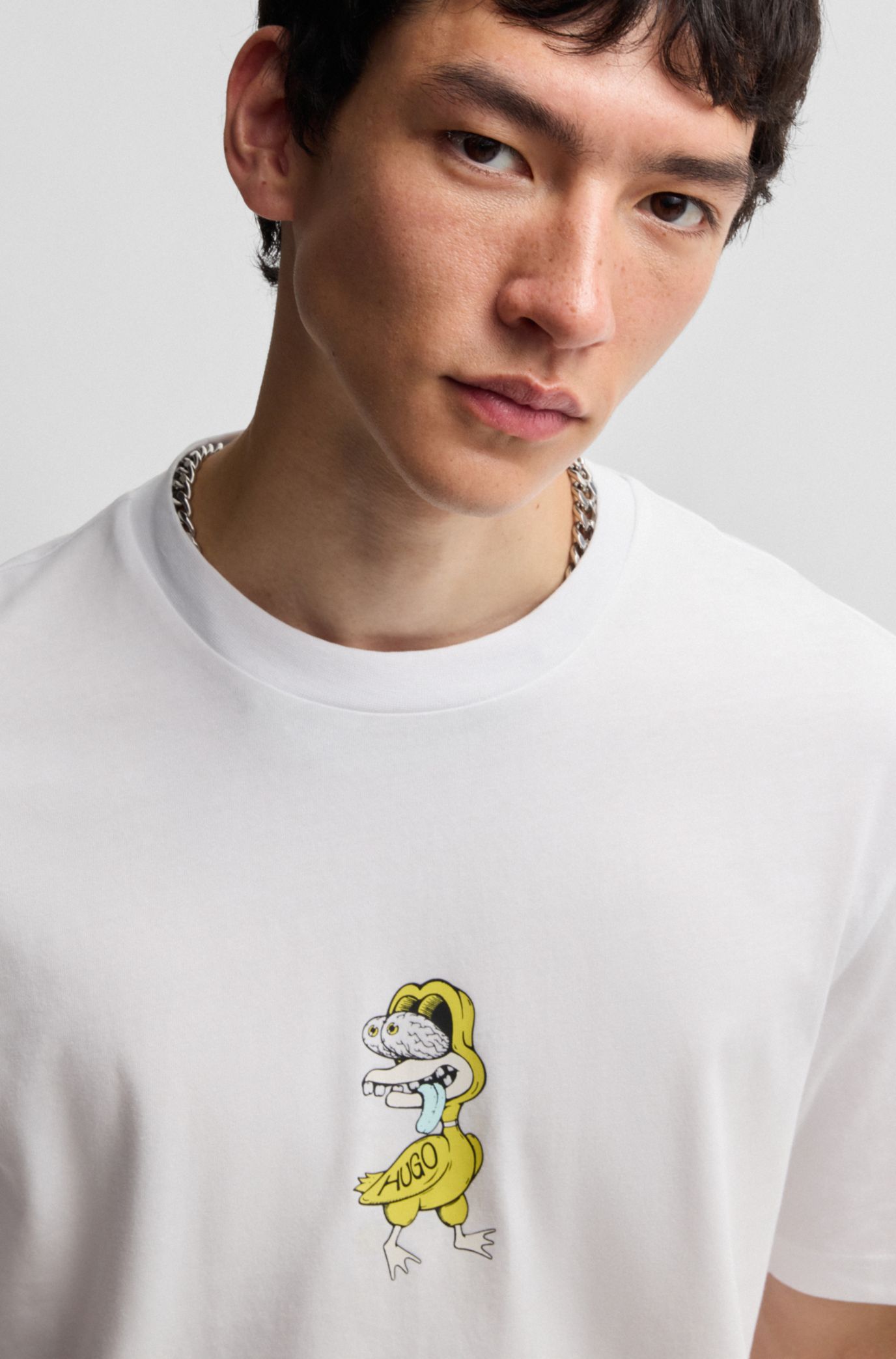 送料込★Hugo Boss★Fishpatch 01 Tシャツ HUGO - コットンジャージー Tシャツ アニマルグラフィック