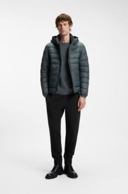 Cotton-terry tracksuit bottoms with logo detail, Black