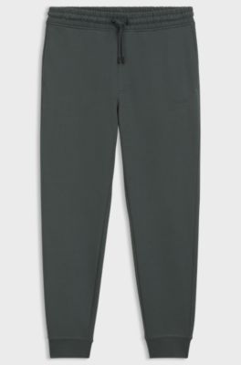 Cotton-terry tracksuit bottoms with logo detail, Dark Green
