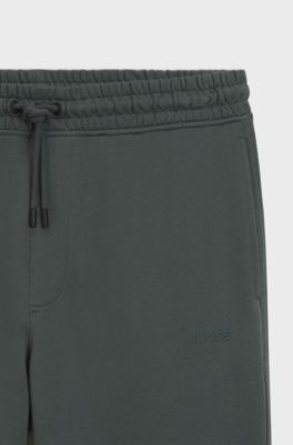 Bas de surv&ecirc;tement en molleton de coton avec d&eacute;tail logo, Vert sombre