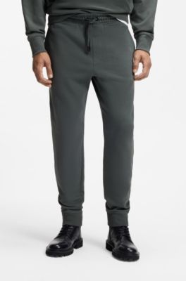 Cotton-terry tracksuit bottoms with logo detail, Dark Green