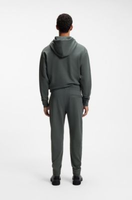 Bas de surv&ecirc;tement en molleton de coton avec d&eacute;tail logo, Vert sombre