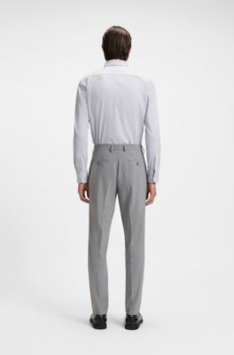 Slim-fit shirt in micro-structured performance-stretch jersey, Dark Grey