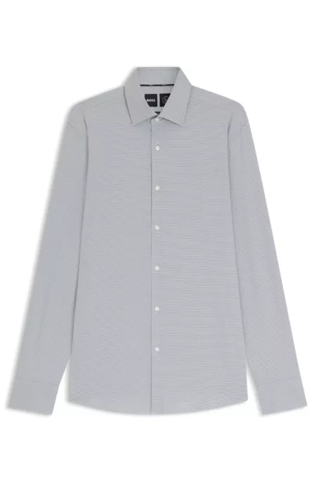 Slim-fit shirt in micro-structured performance-stretch jersey