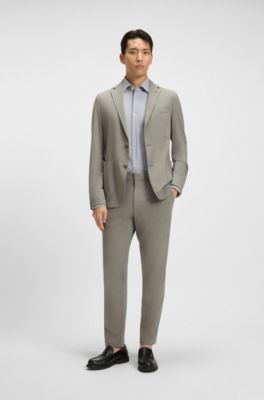 Slim-fit shirt in micro-structured performance-stretch jersey, Green