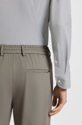 Slim-fit shirt in micro-structured performance-stretch jersey, Green