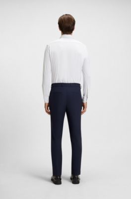 Slim-fit shirt in textured performance-stretch jersey, White