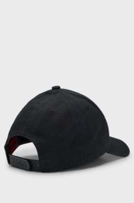 Cotton-twill cap with embroidered stacked logo, Black