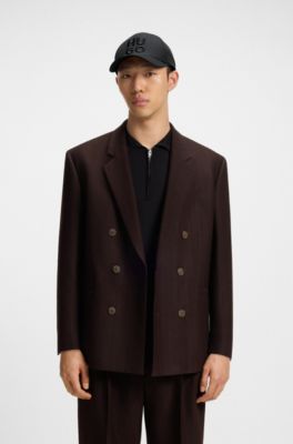 Pet van katoenen twill met tweedelig logostiksel, Zwart