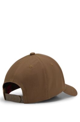 Cotton-twill cap with embroidered stacked logo, Brown