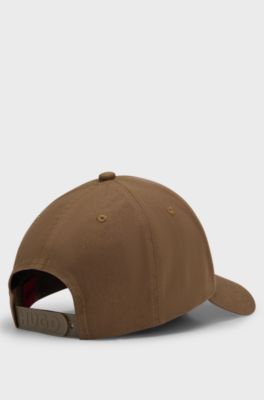 Cotton-twill cap with embroidered stacked logo, Brown