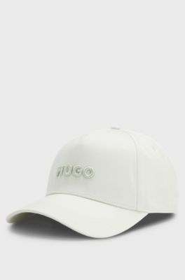 Pet van katoenen twill met logo , Kalk