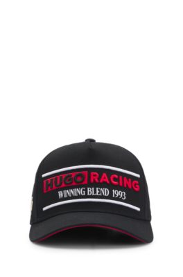 Cotton-twill cap with racing logo, Black