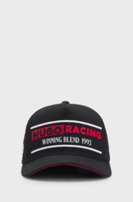 Cotton-twill cap with racing logo, Black