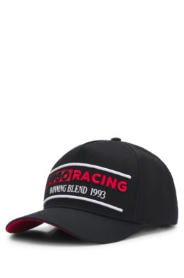 Cotton-twill cap with racing logo, Black