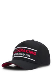 Cotton-twill cap with racing logo, Black