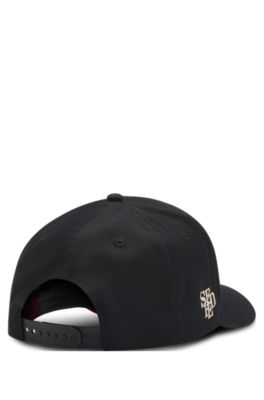 Cotton-twill cap with racing logo, Black