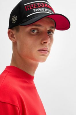 Cotton-twill cap with racing logo, Black