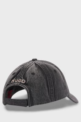 Cotton-twill cap with embroidered slogan, Black