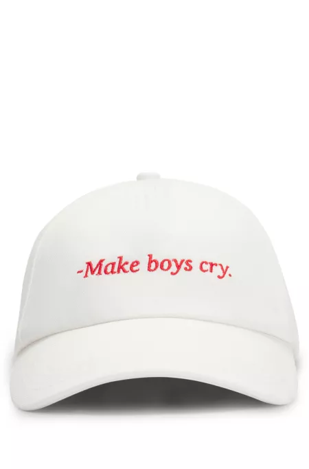 Cotton-twill cap with embroidered slogan