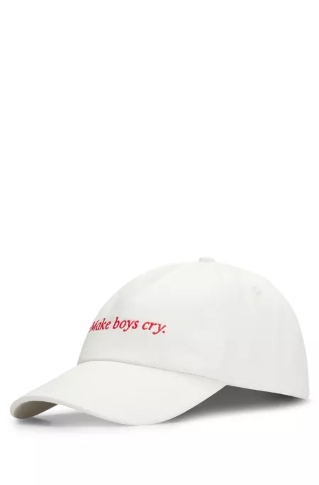 Cotton-twill cap with embroidered slogan