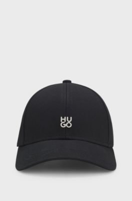 Cotton-twill cap with stacked-logo lettering, Black