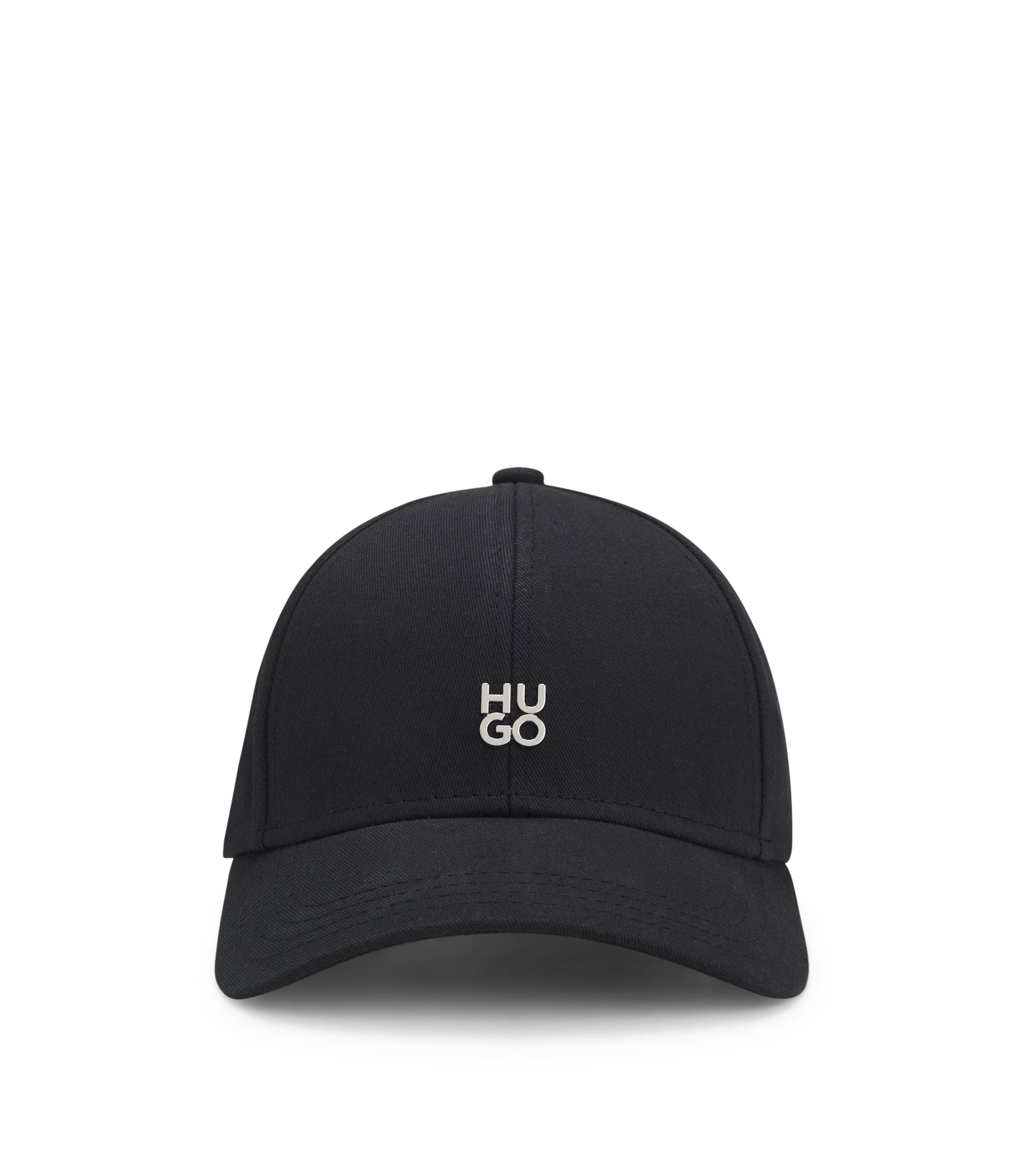 HUGO - Cotton-twill cap with stacked-logo lettering - Black
