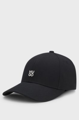 Cotton-twill cap with stacked-logo lettering, Black