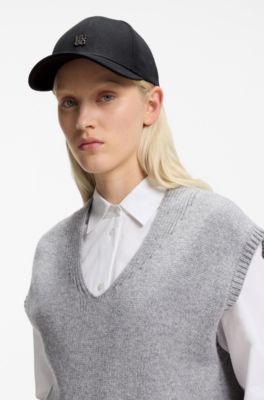 Cotton-twill cap with stacked-logo lettering, Black