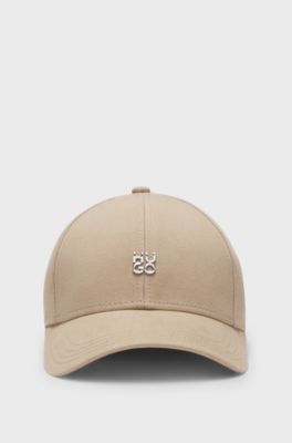 Cappellino in twill di cotone con scritta logo scomposto, Beige