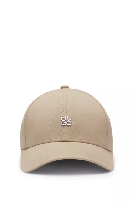 Cotton-twill cap with stacked-logo lettering