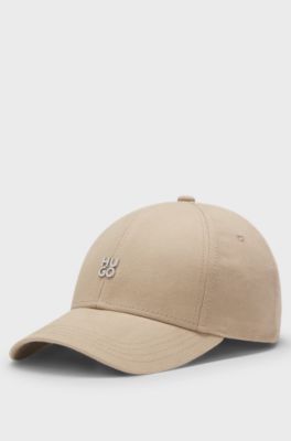 Cappellino in twill di cotone con scritta logo scomposto, Beige